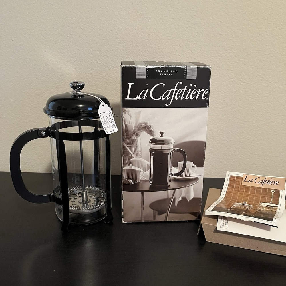 VTG La Cafetière 8 Cup French Press The‎ Original Black Enamel Finish
